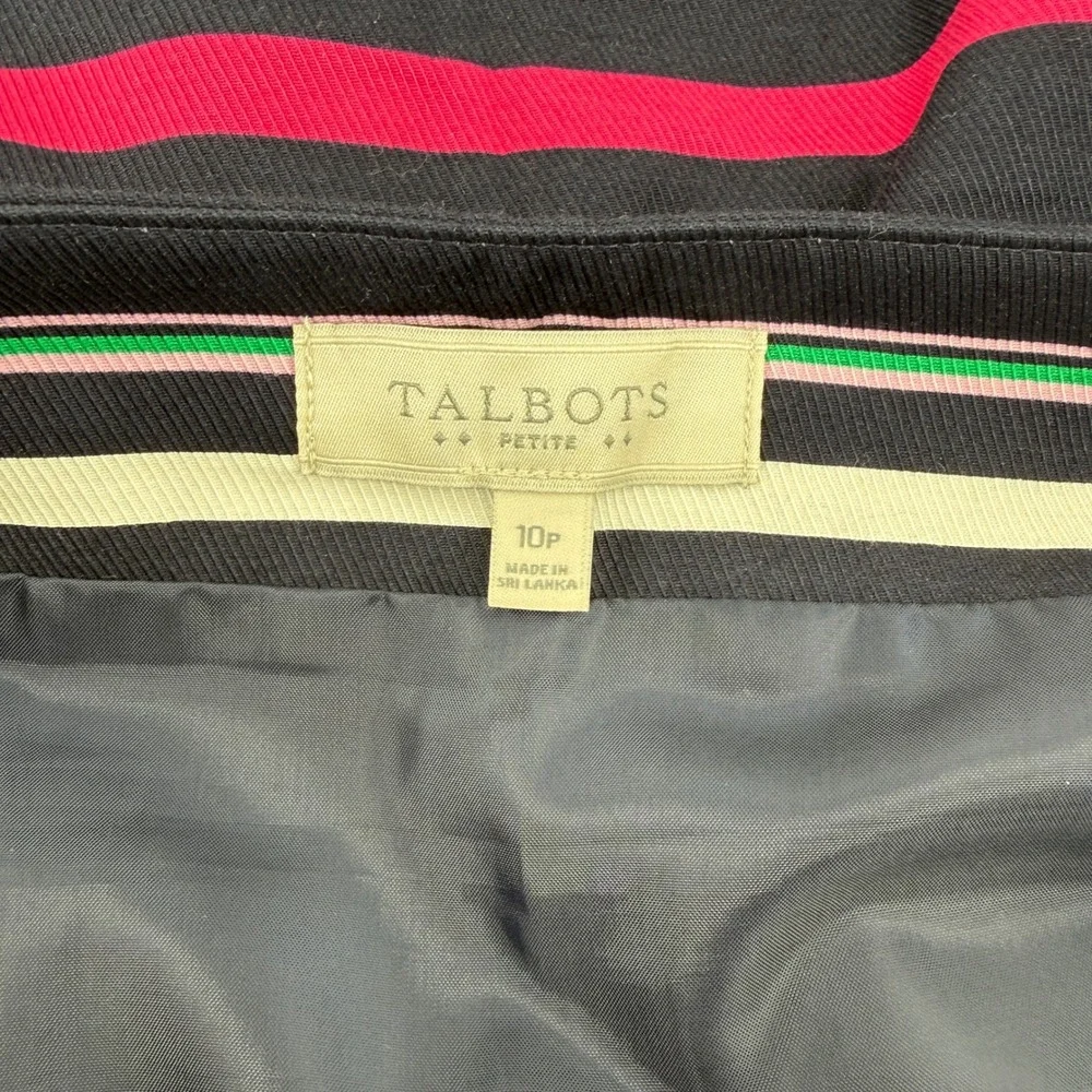 Talbots Petite Multi-Color Striped Cotton Blend Pencil Skirt Navy Pink Green 10P